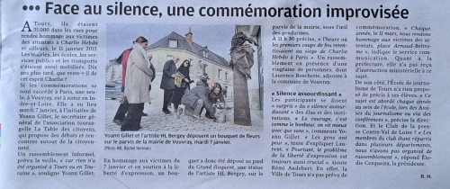 Yoann Gillet, Charlie hebdo, Vouvray, commémorations, hommage, 7 janvier 2015, liberté d'expression